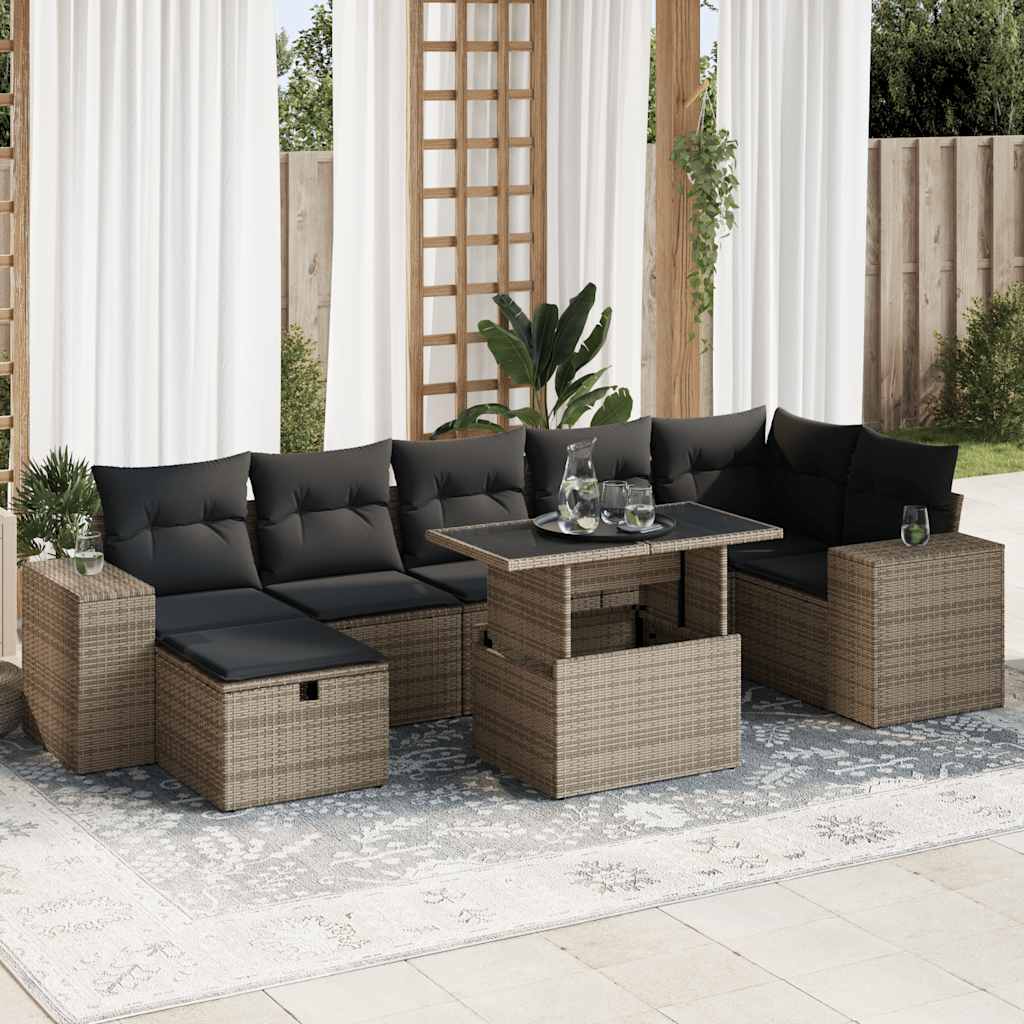vidaXL Set Divano da Giardino 5 pz con Cuscini Grigio in Polyrattan