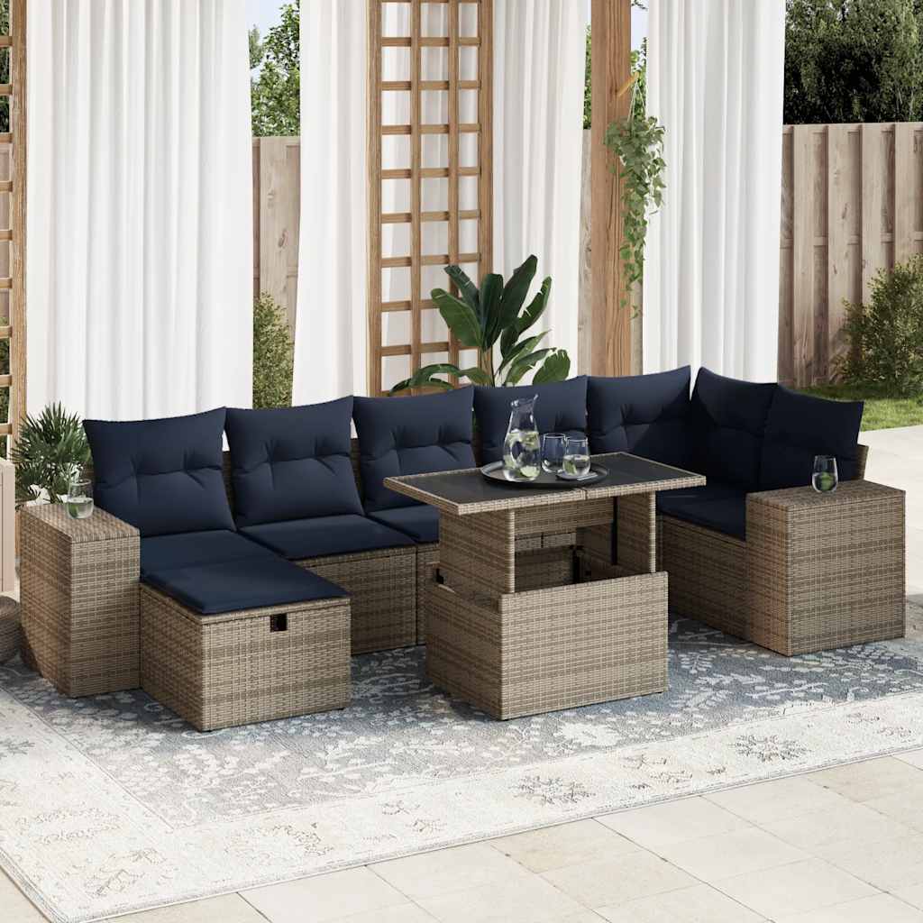 vidaXL Set Divani Giardino 8 pz con Cuscini Marrone Polyrattan Acacia