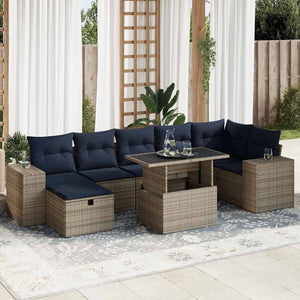 vidaXL Set Divani Giardino 8 pz con Cuscini Marrone Polyrattan Acacia