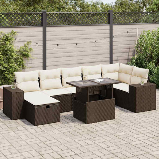 vidaXL Set Divano da Giardino 5 pz con Cuscini Marrone in Polyrattan