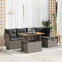 vidaXL Set Divano da Giardino 6pz con Cuscini Grigio Polyrattan Acacia