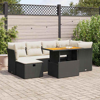 vidaXL Set Divani da Giardino con Cuscini 7pz Nero Polyrattan Acacia