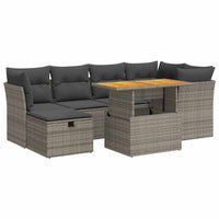 Set Divani da Giardino 7pz con Cuscini Grigio Polyrattan Acacia