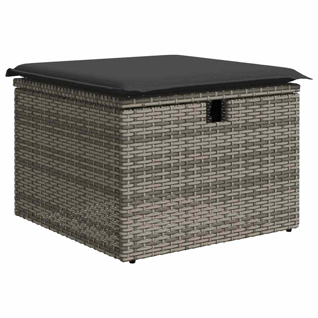 Set Divani da Giardino 7pz con Cuscini Grigio Polyrattan Acacia