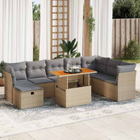 vidaXL Set Divano da Giardino 9 pz con Cuscini Beige Polyrattan Acacia
