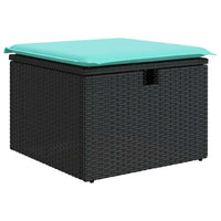 Set Divano da Giardino 6 pz con Cuscini Nero Polyrattan Acacia 3327995