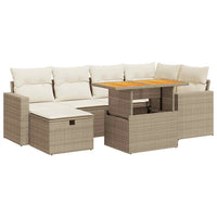 Set Divano da Giardino 8 pz con Cuscini Beige Polyrattan Acacia 3328003