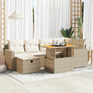 Set Divano da Giardino 8 pz con Cuscini Beige Polyrattan Acacia 3328003