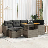 Set Divano da Giardino 8pz con Cuscini Grigio Polyrattan Acacia 3328005