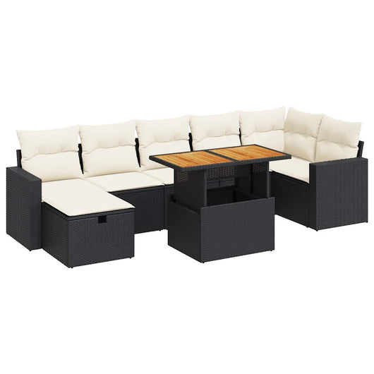 vidaXL Set Divani da Giardino 5 pz con Cuscini Nero Polyrattan Acacia