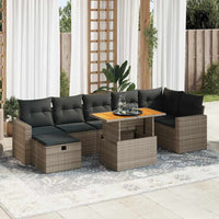 Set Divano Giardino 5 pz con Cuscini Grigio Polyrattan Acacia