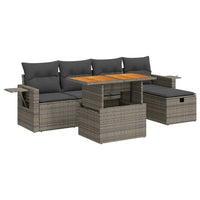 Set Divano da Giardino 6pz con Cuscini Grigio Polyrattan Acacia 3328026