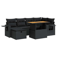 Set Divani da Giardino con Cuscini 8 pz Nero Polyrattan Acacia 3328028