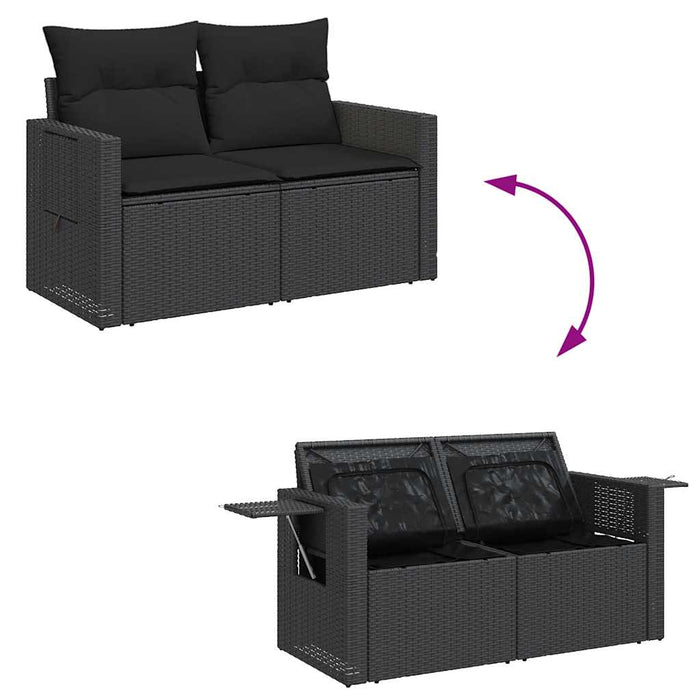 Set Divani da Giardino con Cuscini 8 pz Nero Polyrattan Acacia 3328028