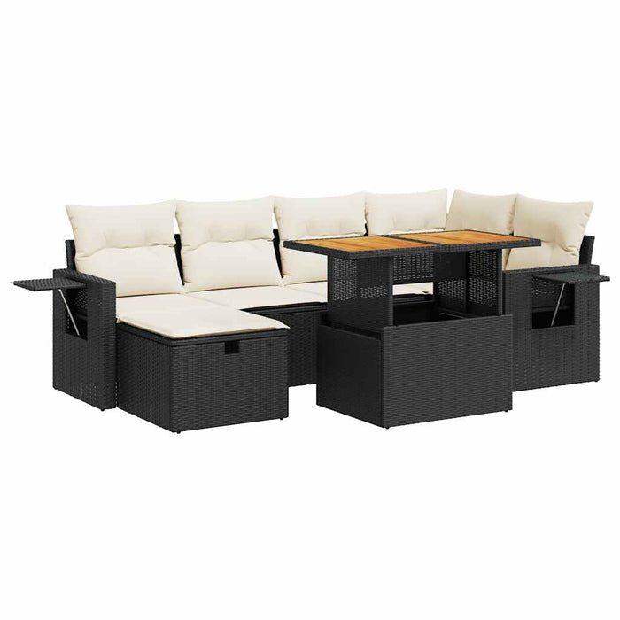 vidaXL Set Divani da Giardino con Cuscini 8 pz Nero Polyrattan Acacia
