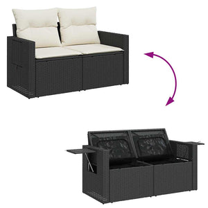 vidaXL Set Divani da Giardino con Cuscini 8 pz Nero Polyrattan Acacia