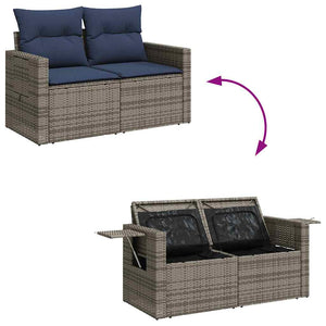 vidaXL Set Divani da Giardino con Cuscini 7pz Nero Polyrattan Acacia