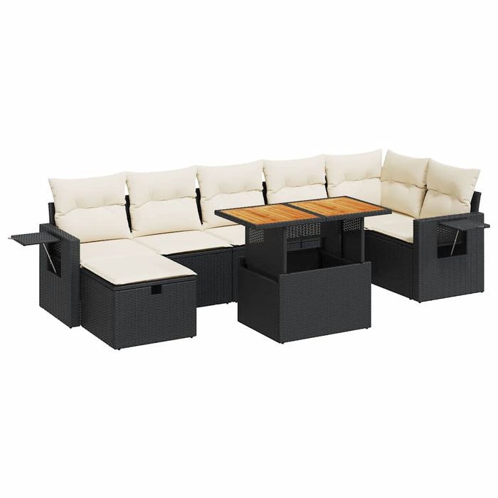vidaXL Set Divani da Giardino 5 pz con Cuscini Nero Polyrattan Acacia