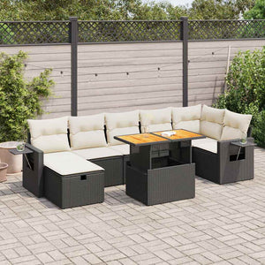 vidaXL Set Divani da Giardino 5 pz con Cuscini Nero Polyrattan Acacia