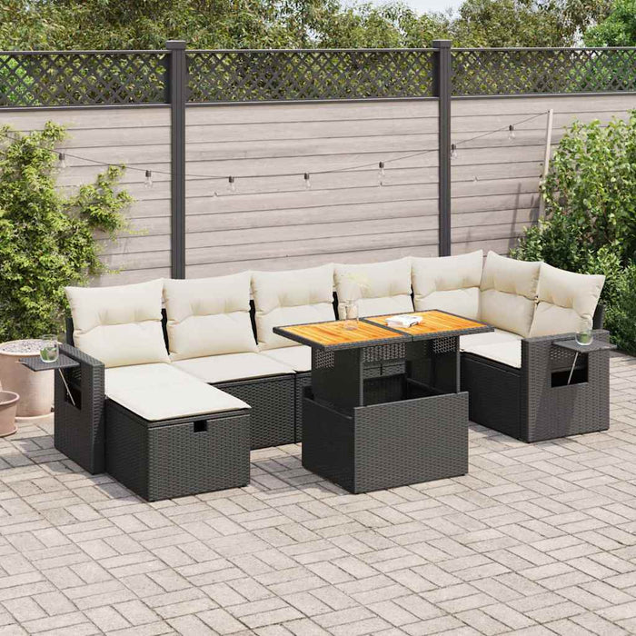 vidaXL Set Divani da Giardino 5 pz con Cuscini Nero Polyrattan Acacia