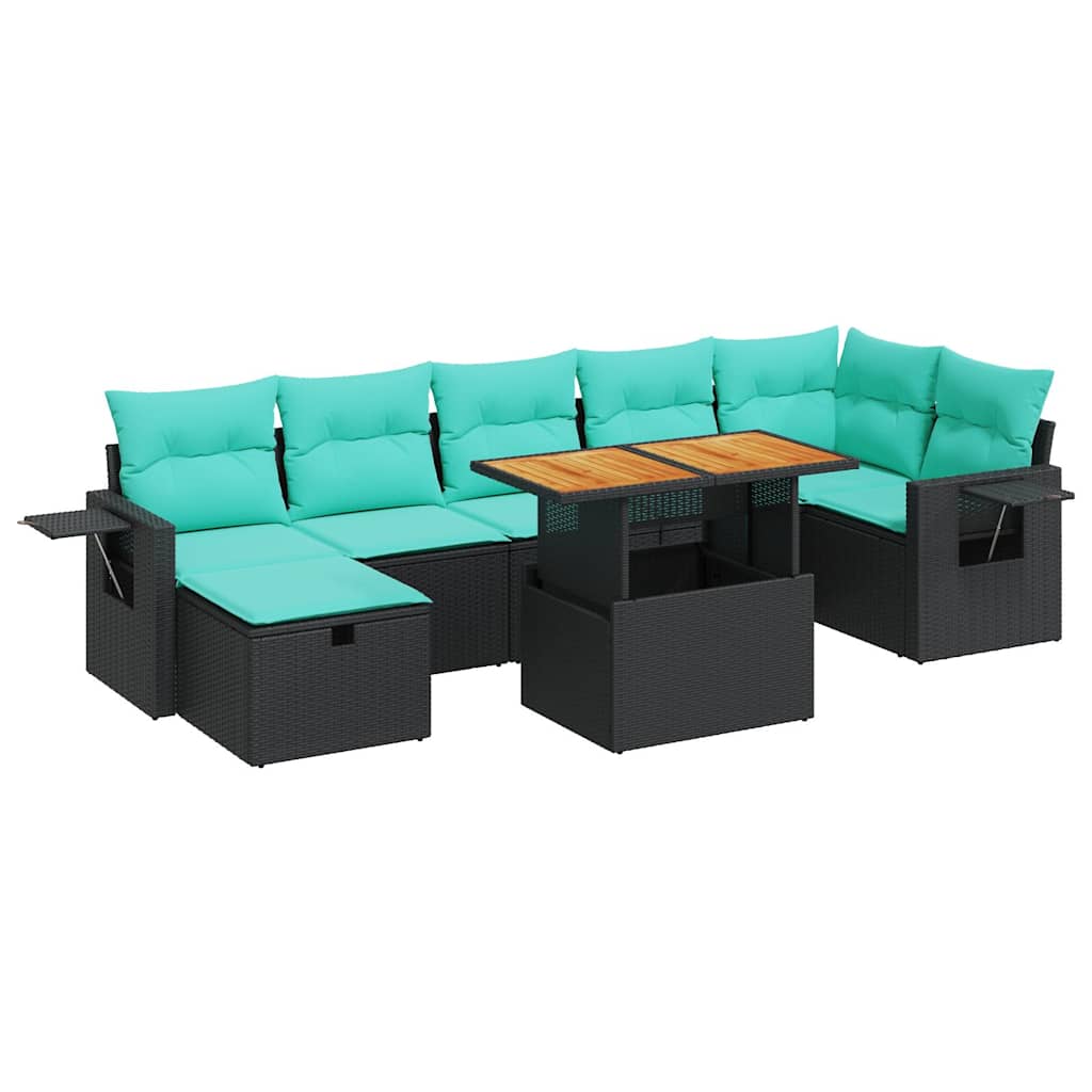 Set Divano da Giardino 8pz con Cuscini Grigio Polyrattan Acacia 3328037