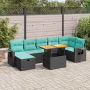 Set Divano da Giardino 8pz con Cuscini Grigio Polyrattan Acacia 3328037