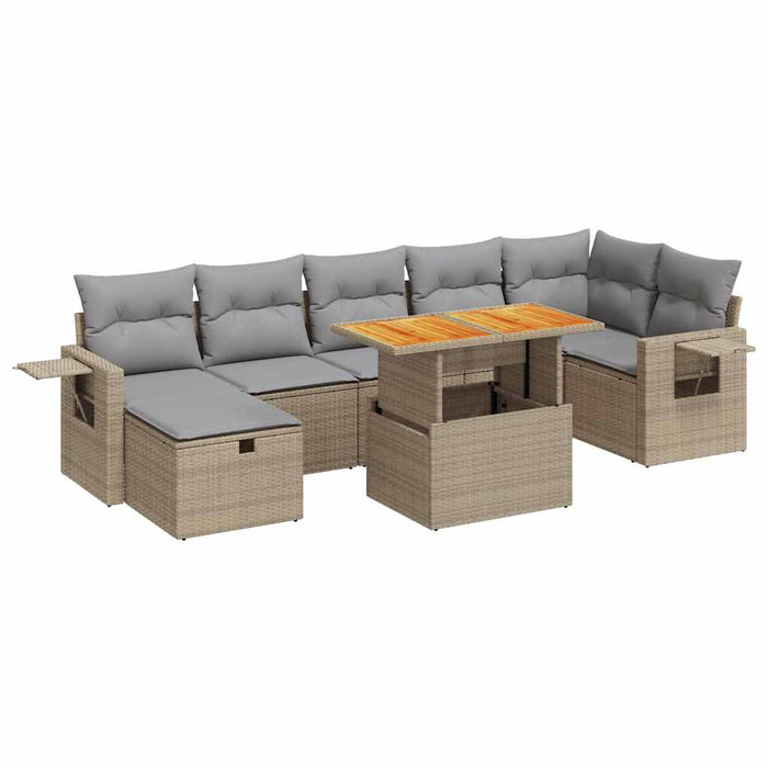 Set Divano da Giardino 5 pz con Cuscini Beige Polyrattan Acacia 3328039