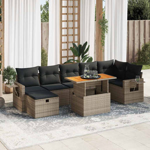 vidaXL Set Divano Giardino 5 pz con Cuscini Grigio Polyrattan Acacia