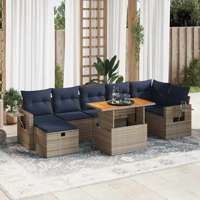 vidaXL Set Divani Giardino 8 pz con Cuscini Marrone Polyrattan Acacia