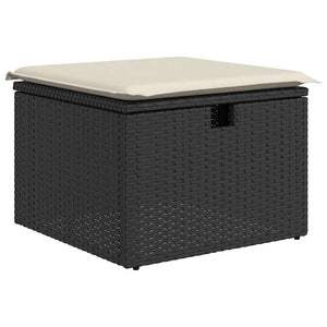 Set Divani da Giardino 9 pz con Cuscini Nero Polyrattan Acacia 3328043