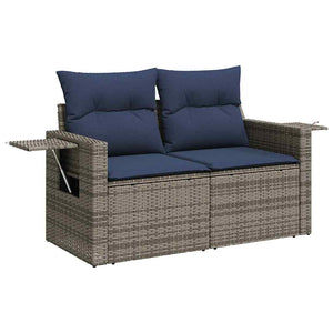 vidaXL Set Divano da Giardino 9pz con Cuscini Grigio Polyrattan Acacia