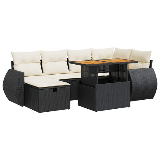 vidaXL Set Divani da Giardino con Cuscini 8 pz Nero Polyrattan Acacia