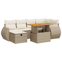 Set Divano da Giardino 8 pz con Cuscini Beige Polyrattan Acacia 3328059