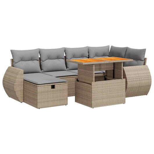 vidaXL Set Divano da Giardino 8 pz con Cuscini Beige Polyrattan Acacia