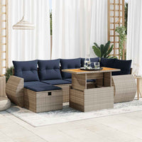 vidaXL Set Divani Giardino 7 pz con Cuscini Marrone Polyrattan Acacia
