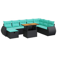 Set Divani Giardino 9 pz con Cuscini Marrone Polyrattan Acacia 3328072
