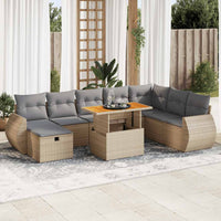 vidaXL Set Divano da Giardino 9 pz con Cuscini Beige Polyrattan Acacia