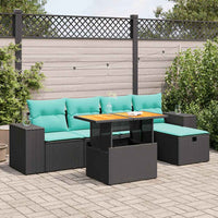 Set Divano Giardino 6 pz con Cuscini Marrone Polyrattan Acacia 3328079