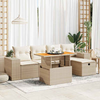vidaXL Set Divano da Giardino 6 pz con Cuscini Beige Polyrattan Acacia