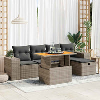 vidaXL Set Divano da Giardino 6pz con Cuscini Grigio Polyrattan Acacia