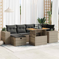 vidaXL Set Divano da Giardino 8pz con Cuscini Grigio Polyrattan Acacia