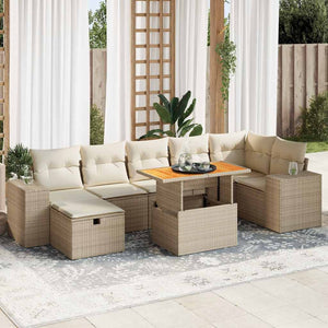 vidaXL Set Divano da Giardino 5 pz con Cuscini Beige Polyrattan Acacia