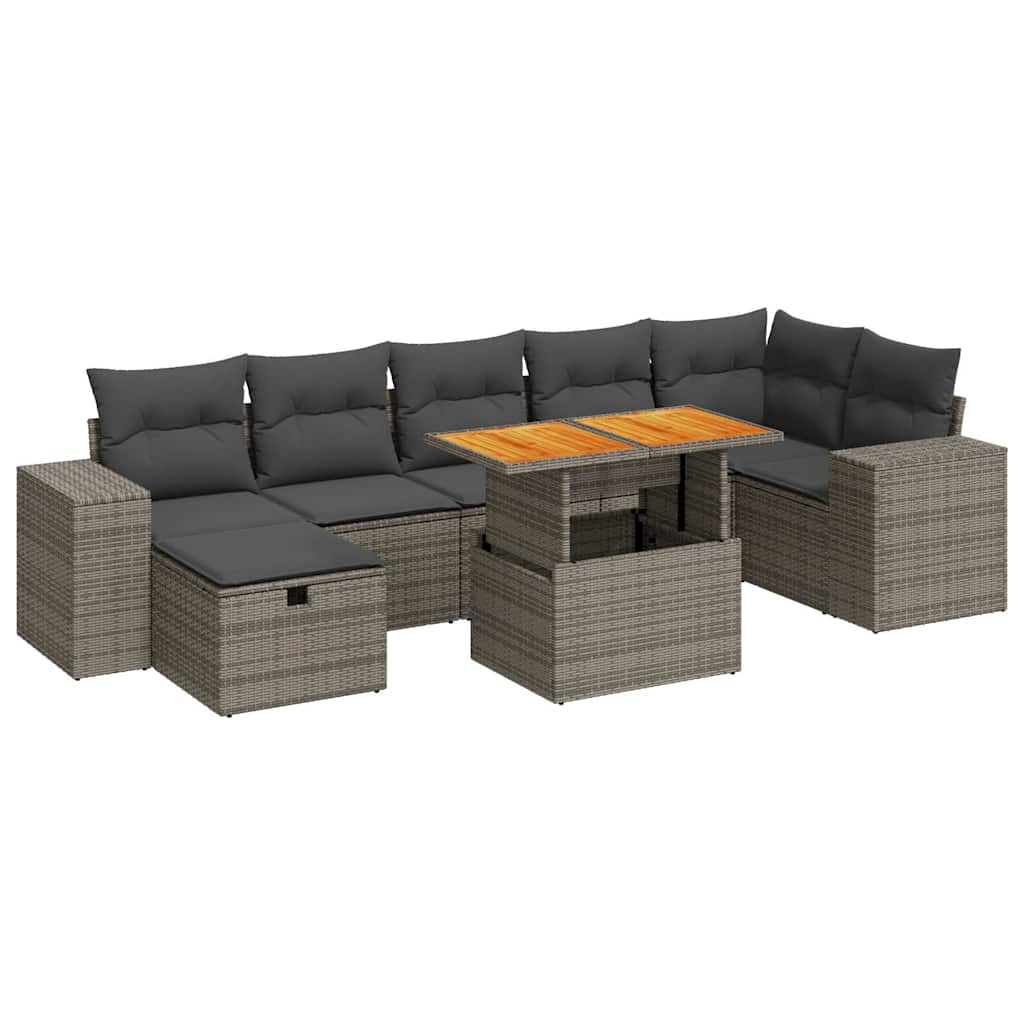 vidaXL Set Divano Giardino 5 pz con Cuscini Grigio Polyrattan Acacia