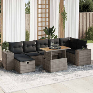 vidaXL Set Divano Giardino 5 pz con Cuscini Grigio Polyrattan Acacia