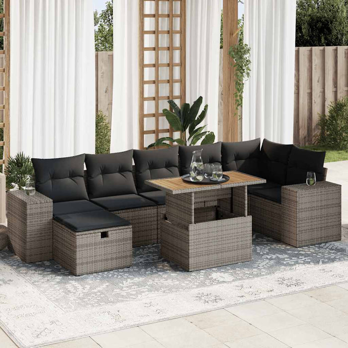 vidaXL Set Divano Giardino 5 pz con Cuscini Grigio Polyrattan Acacia