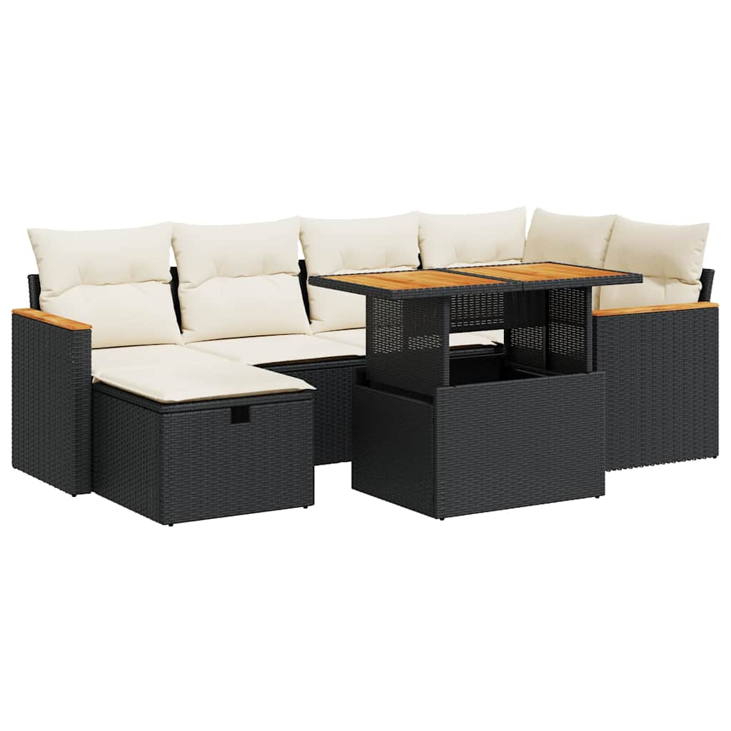 vidaXL Set Divani da Giardino con Cuscini 8 pz Nero in Polyrattan