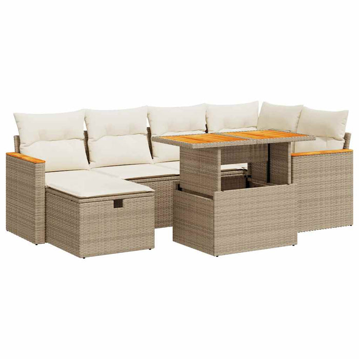 Set Divano da Giardino 8 pz con Cuscini Beige in Polyrattan 3328115