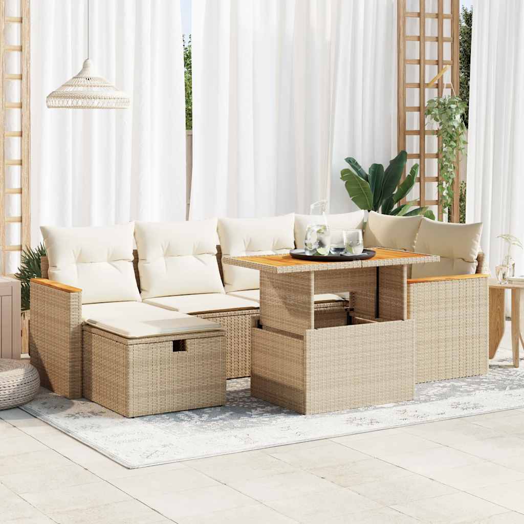Set Divano da Giardino 8 pz con Cuscini Beige in Polyrattan 3328115