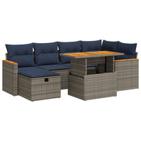 vidaXL Set Divani da Giardino con Cuscini 7pz Grigio Polyrattan Acacia