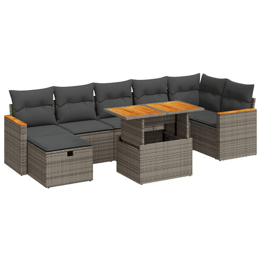 vidaXL Set Divano da Giardino 5 pz con Cuscini Grigio in Polyrattan